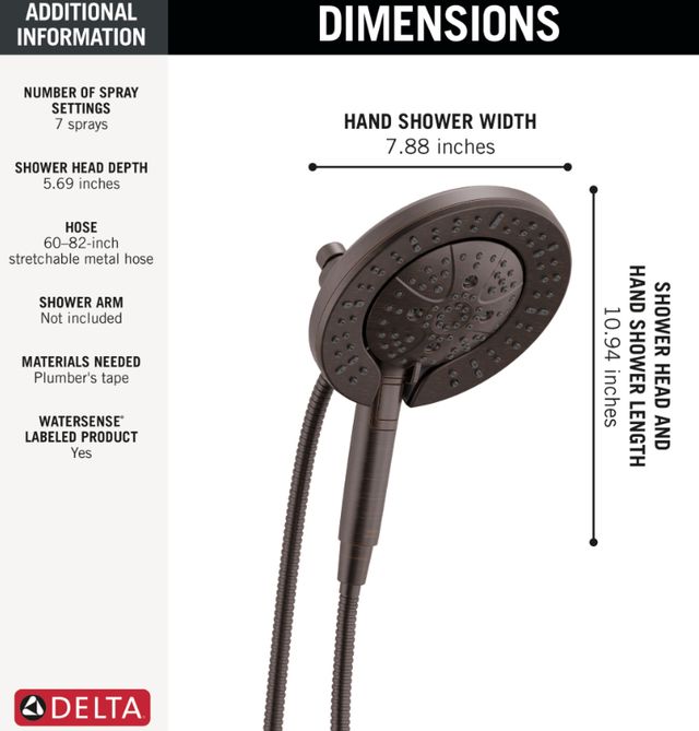 Delta Universal Showering Venetian Bronze 7-Setting In2ition® with ProClean®-2