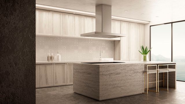 Elica Techne Series Maggiore 36" Stainless Steel Island Range Hood with Black Glass Trim-4