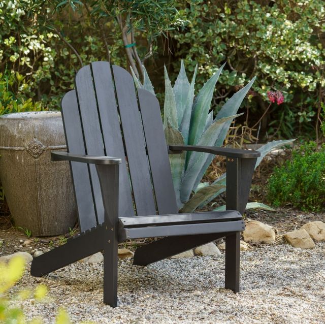 Linon Adirondack Black Wooden Outdoor Chair-1