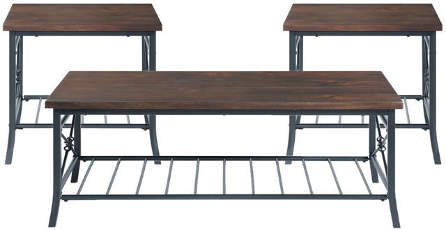 Elements International Mica 3-Piece Black/Brown Table Set-0