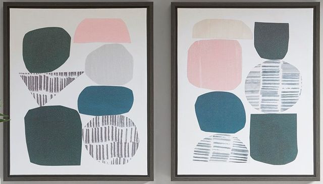 Olliix by Urban Habitat Multi-Colored Set of 2 Grey Rock Garden Gel Coat Framed Canvas-0