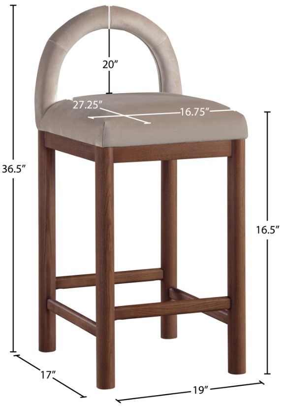 Meridian Furniture Conrad Brown/Taupe Upholstered Counter Stool-2