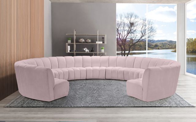 Meridian Furniture Infinity 11-Piece Pink Velvet Modular Sectional-1