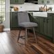 Armen Living Amelia 3-Piece Gray Boucle/Gray Oak Swivel Counter Stool Set-1