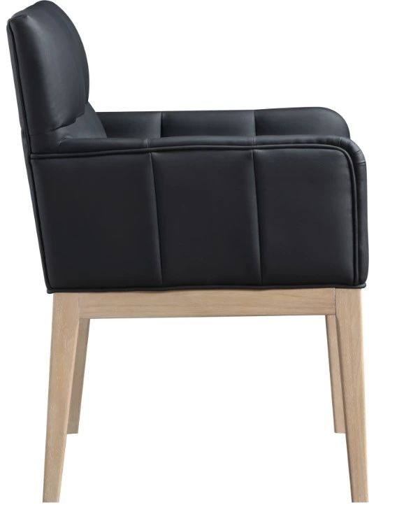 Meridian Furniture Adrian Black/Natural Leather Upholstered Dining Arm Chair-3