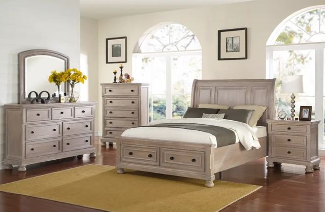 New Classic® Home Furnishings Allegra Pewter Eastern King Panel Storage Bed-1