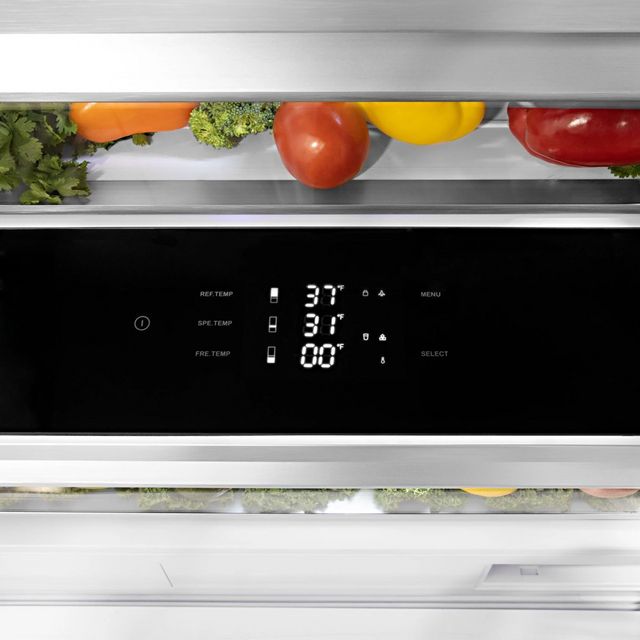 ZLINE Autograph Edition 30 in. 16.1 Cu. Ft. Stainless Steel/Gold Bottom Freezer Refrigerator-8