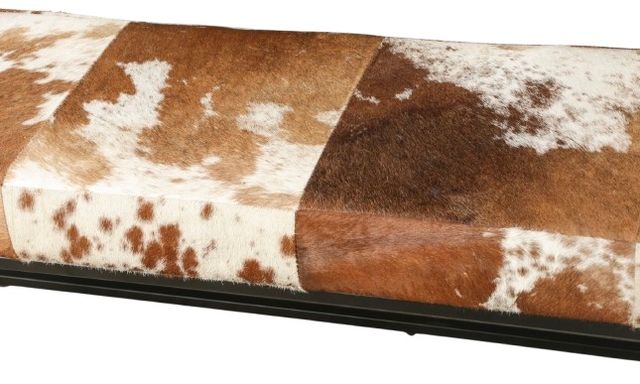 Home Trends & Design New York Brown Cowhide Bench-3