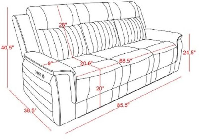 Global Furniture USA U8879 Blanched Charcoal Power Reclining Sofa with LED-2