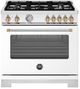 Bertazzoni Master Series 36" Fingerprint Resistant Bianco Matt Pro Style Dual Fuel Range with Gold Accents-0