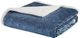 Olliix by Madison Park Elma 1 Blue Oversized Textured Plush Throw-0