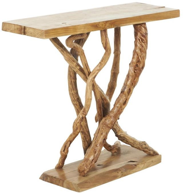 Deco Marche Brown Tree Branch Teak Console Table-0