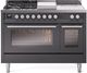 Ilve® Professional Plus II 48" Graphite Matte Pro Style Dual Fuel Range-0
