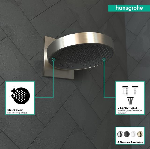 Hansgrohe Rainfinity Brushed Nickel 1.75 GPM Showerhead with Wall Connector Trim-2