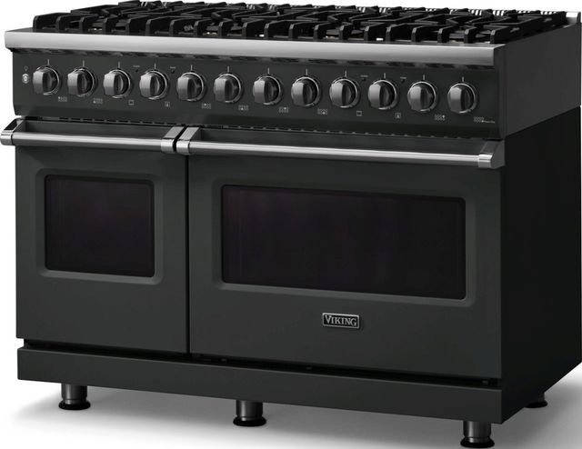 Viking® 5 Series 48" Antique Bronze Pro Style Dual Fuel (LP) Range with Polished Chrome Trim-3
