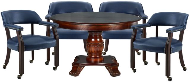 Steve Silver Co. Tournament 5-Piece Medium Cherry/Navy Dining Table Set-0