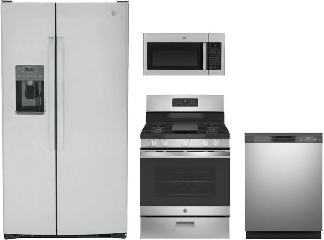 GE® 4 Piece Stainless Steel Kitchen Package