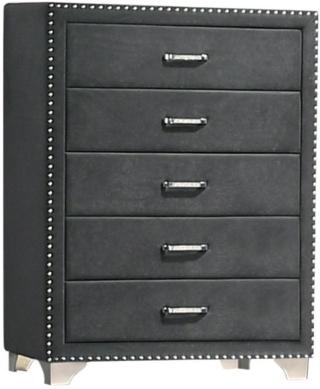 Coaster® Melody Grey 5-Drawer Upholstered Chest-0