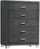 Coaster® Melody Grey 5-Drawer Upholstered Chest-0