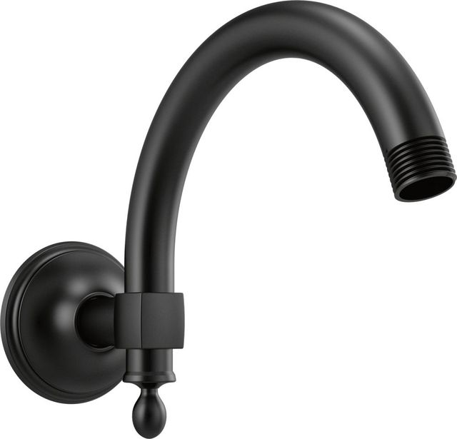 Brizo Essential™ Matte Black 10" Classic Wall Mount Shower Arm and Flange-0