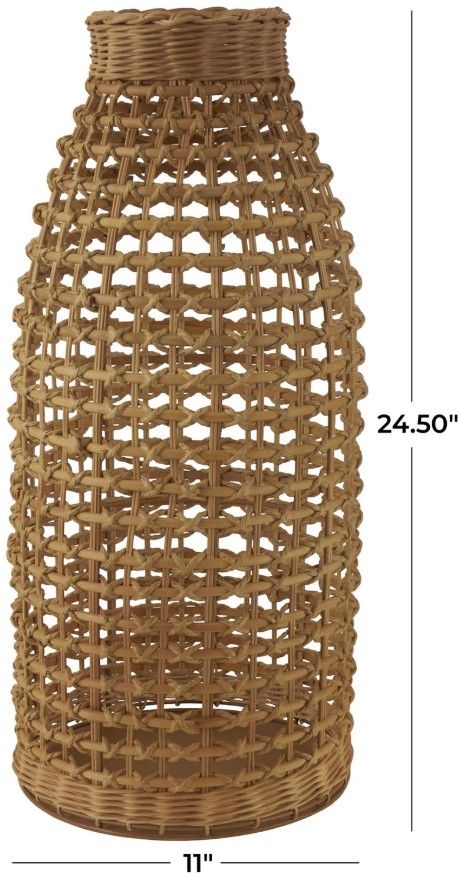 Deco Marche Brown 25" Woven Decorative Vase with Open Framed Grid Design-2