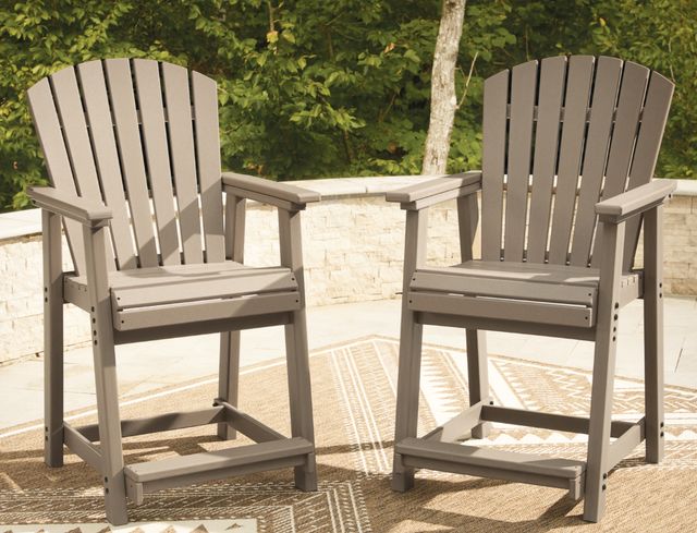 Signature Design by Ashley® Seacliff Beach Medium Brown Plastic Outdoor Bar Stool-1
