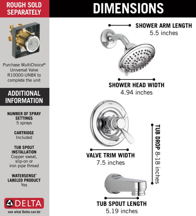 Delta Classic Monitor® 17 Series Chrome Tub & Shower Trim-3