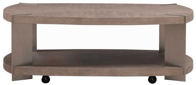 Liberty Furniture Harlow Sandstone Oval Cocktail Table with Satin Nickel Base-2