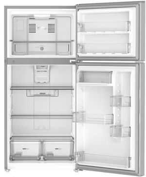 Whirlpool® 30" 19.3 Cu. Ft. Fingerprint Resistant Stainless Finish Top Freezer Refrigerator with Total Coverage Cooling Front view of the Whirlpool® 30" 19.3 Cu. Ft. Fingerprint Resistant Stainless Finish Top Freezer Refrigerator with Total Coverage Cooling