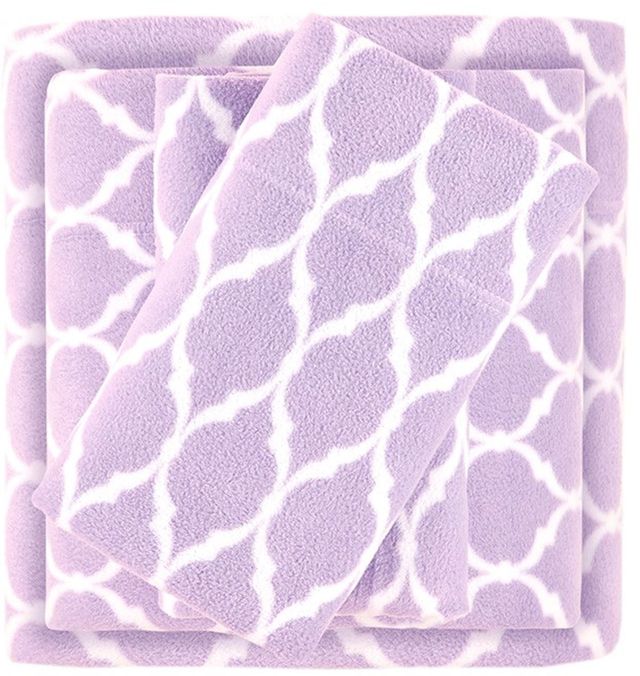 Olliix by True North by Sleep Philosophy 4 Piece Purple Ogee Queen Micro Fleece Sheet Set-0