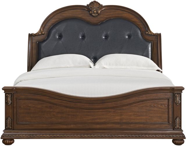 Elements International Cadenza Black/Brown King Upholstered Panel Bed-3