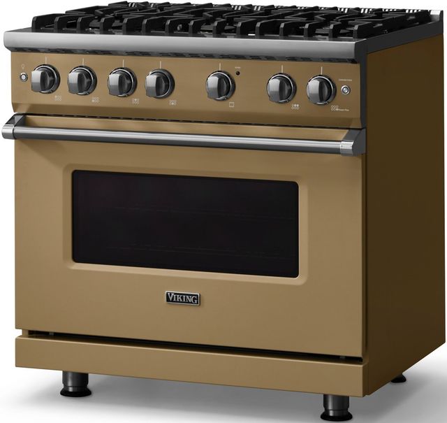 Viking® 5 Series 36" Golden Hour Pro Style Gas (NG) Range with Polished Chrome Trim-2