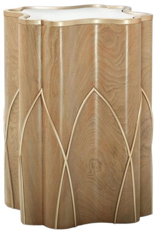 Michael Amini® Villa Cherie Mirrored Glass Chairside Table with Caramel Base-2