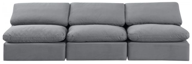Meridian Furniture Indulge 3-Piece Grey Velvet Armless Sofa -2