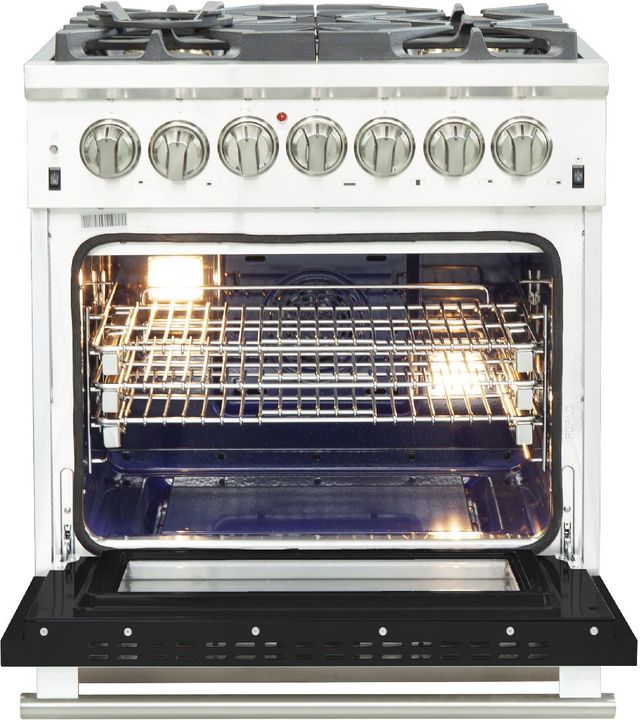 FORNO® Capriasca 30" Stainless Steel Pro Style Dual Fuel Range with Black Door-1