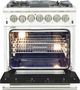 FORNO® Capriasca 30" Stainless Steel Pro Style Dual Fuel Range with Black Door-2