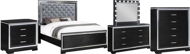 Coaster® Eleanor 5-Piece Black Upholstered Bedroom Set-0