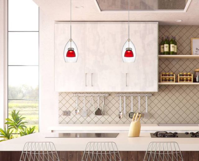 Cal® Lighting & Accessories Frosted Red Mini Pendant-2