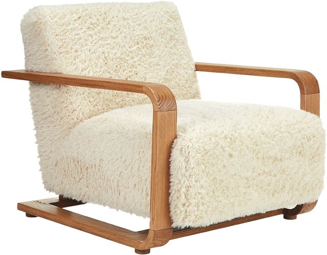 Moe's Home Collection Eckersley Cream Faux Fur Lounge Chair-0