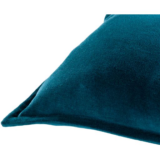 Surya Cotton Velvet Teal 12"x30" Toss Pillow with Down Insert-2