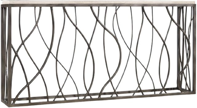 Hooker® Furniture Melange® Natural Console Table with Dark Satin Nickel Gray Base-0