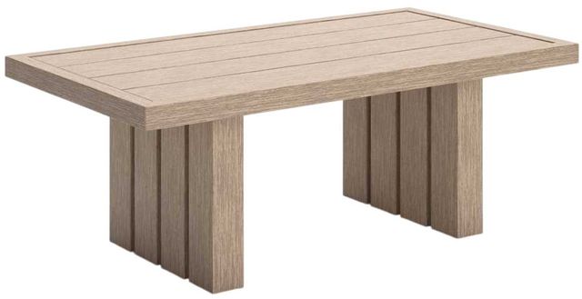 Signature Design by Ashley® Thunder Trails Beige/Light Gray Eucalyptus Rectangular Outdoor Cocktail Table-0