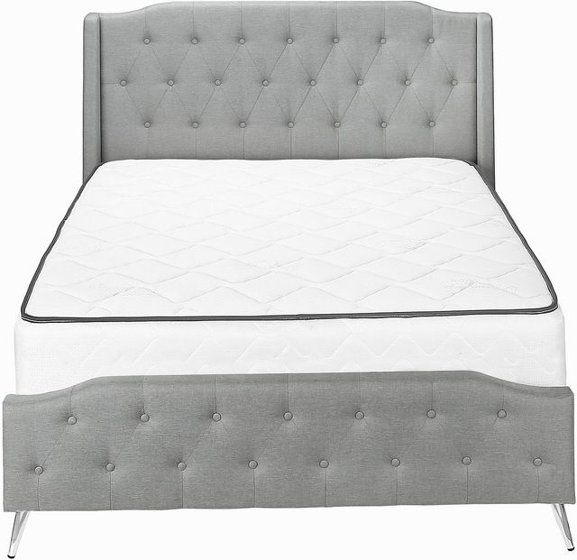 Monarch Specialties Inc. Grey Linen Queen Bed-1