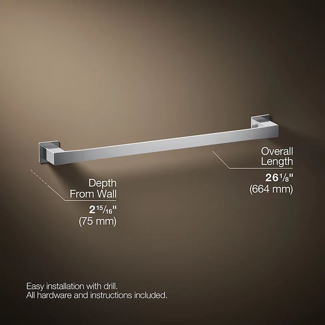 KOHLER® Honesty® Polished Chrome 24" Towel Bar-4