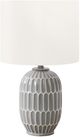 Monarch Specialties Inc. Grey Ceramic Table Lamp with Ivory Shade-0