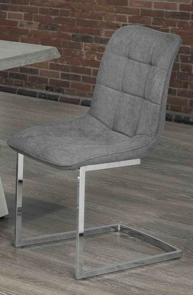 Brassex Inc. Xavier 2-Piece Grey/Polished Silver Dining Chair Set-2