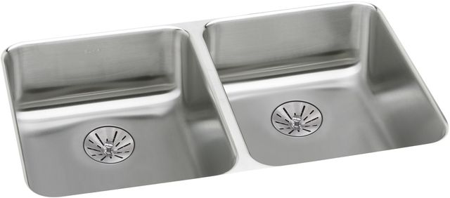 Elkay Lustertone® Classic Lustrous Satin 31-3/4" x 16-1/2" x 5-3/8" Double Bowl Undermount ADA Sink with Perfect Drain®-0