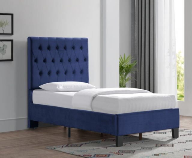 Emerald Home Amelia Navy Twin Upholstered Panel Bed-1