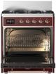 Ilve® Majestic III 30" Burgundy Freestanding Dual Fuel Liquid Propane Range with Triple Glass Door and Copper Trim-2