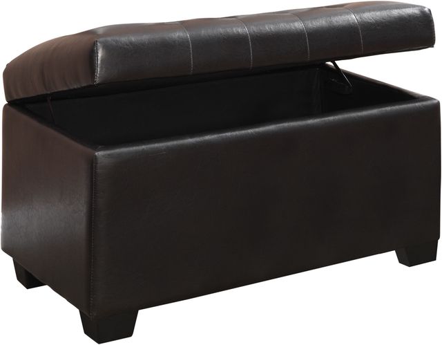 Coaster® Dark Brown Button-Tufted Storage Ottoman-0